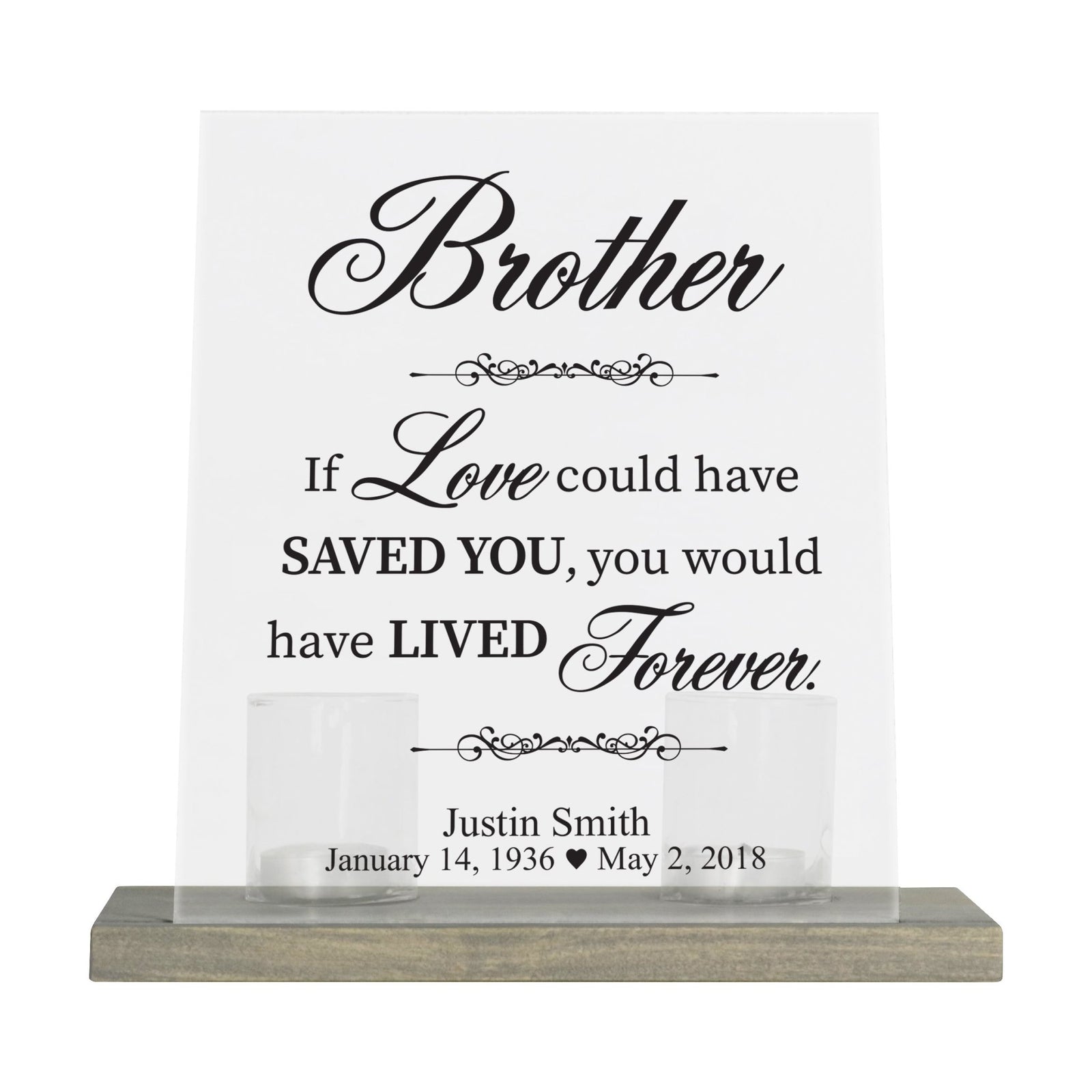 Custom Memorial 8x10 Frosted Acrylic Wall Sign with Grey Wooden Base - If Love Could - LifeSong Milestones