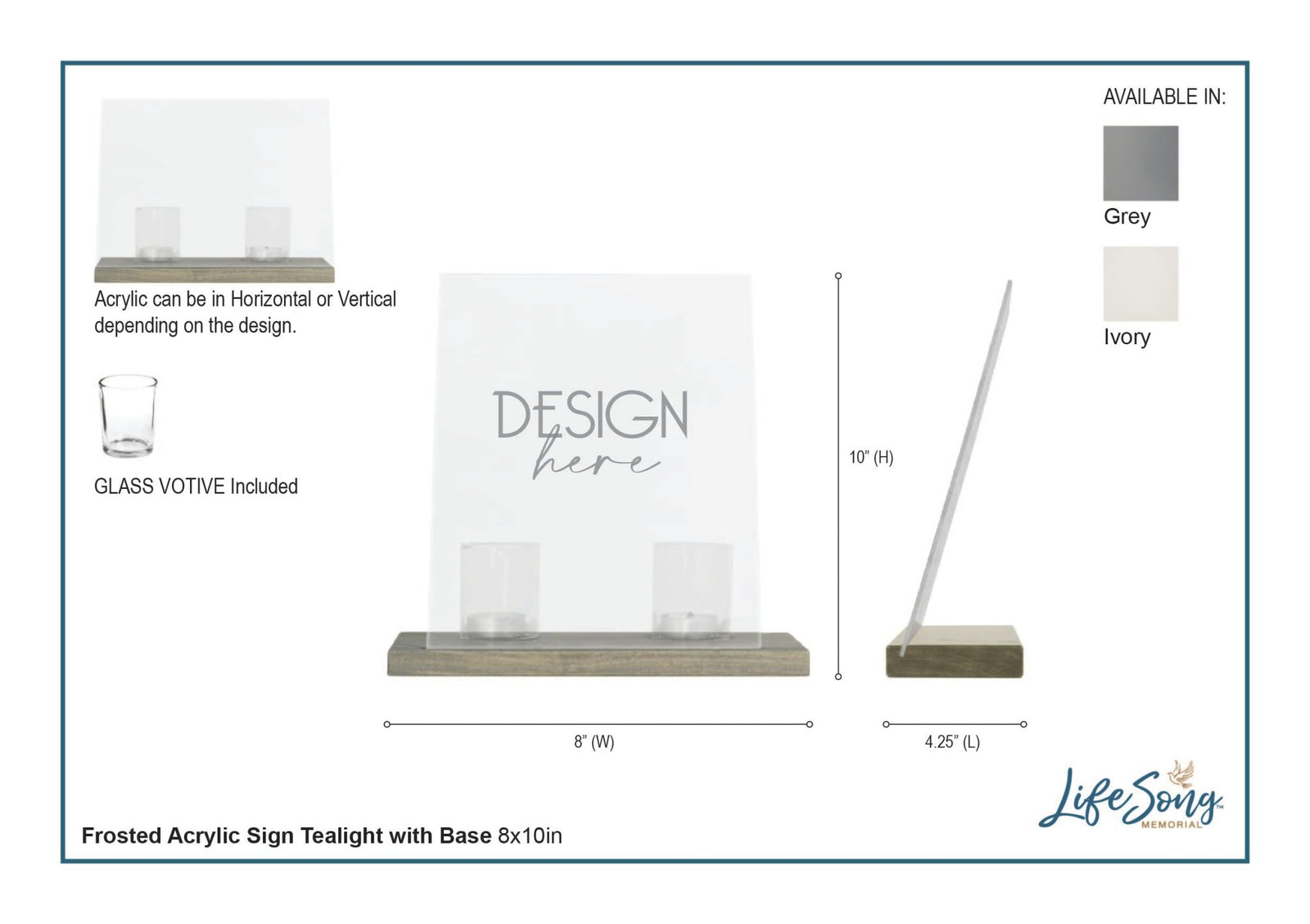 Custom Memorial 8x10 Frosted Acrylic Wall Sign with Grey Wooden Base - It Broke Our Hearts - LifeSong Milestones