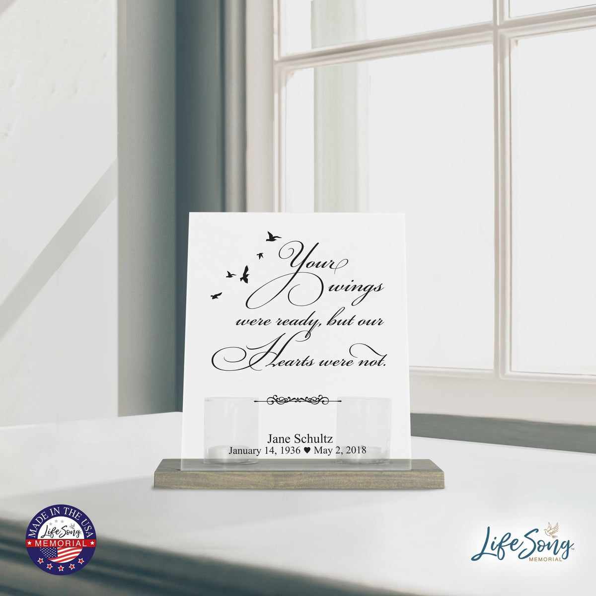 Custom Memorial 8x10 Frosted Acrylic Wall Sign with Grey Wooden Base - It Broke Our Hearts - LifeSong Milestones
