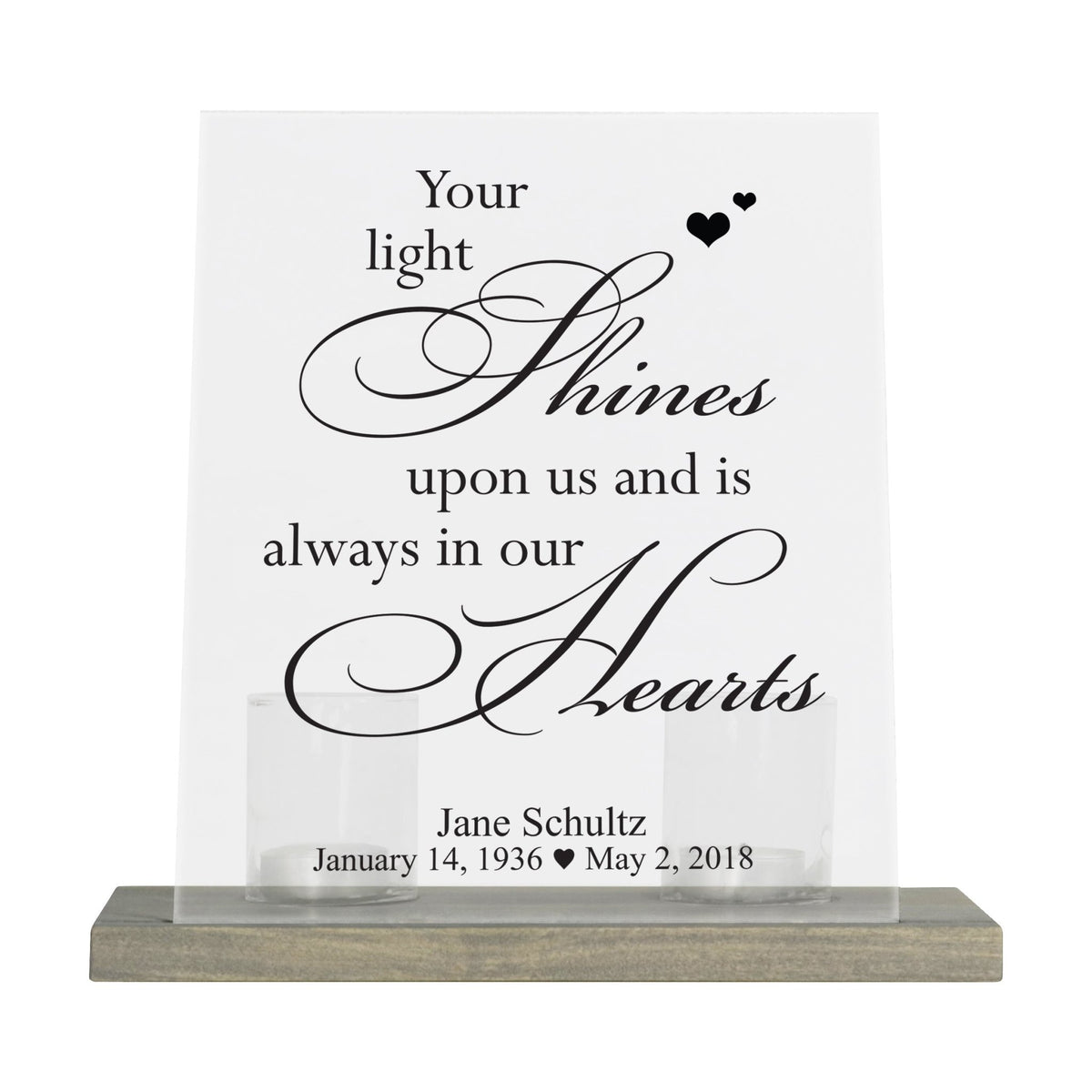 Custom Memorial 8x10 Frosted Acrylic Wall Sign with Grey Wooden Base - It Broke Our Hearts - LifeSong Milestones