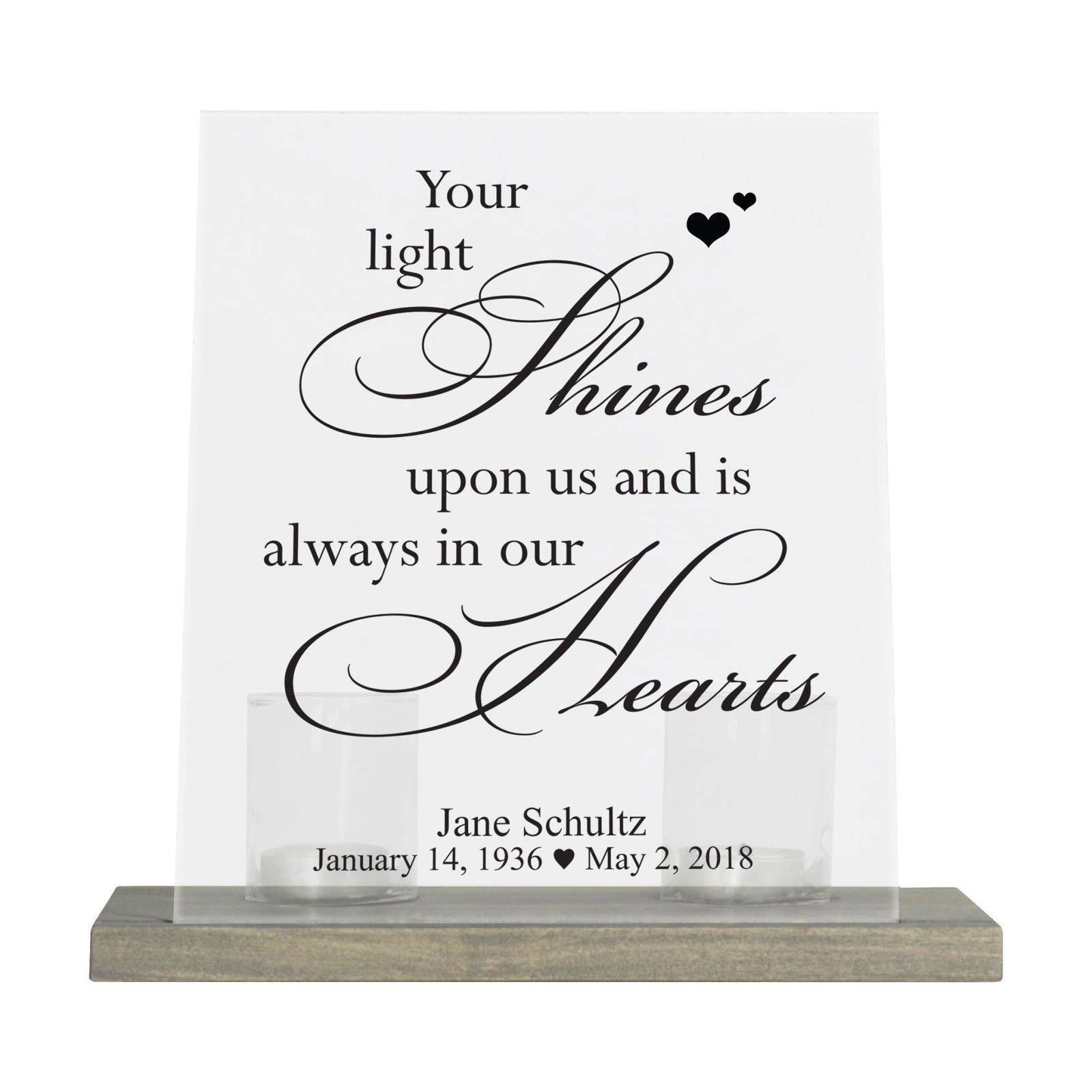 Custom Memorial 8x10 Frosted Acrylic Wall Sign with Grey Wooden Base - It Broke Our Hearts - LifeSong Milestones