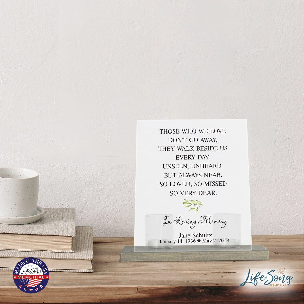 Custom Memorial 8x10 Frosted Acrylic Wall Sign with Grey Wooden Base - It Broke Our Hearts - LifeSong Milestones