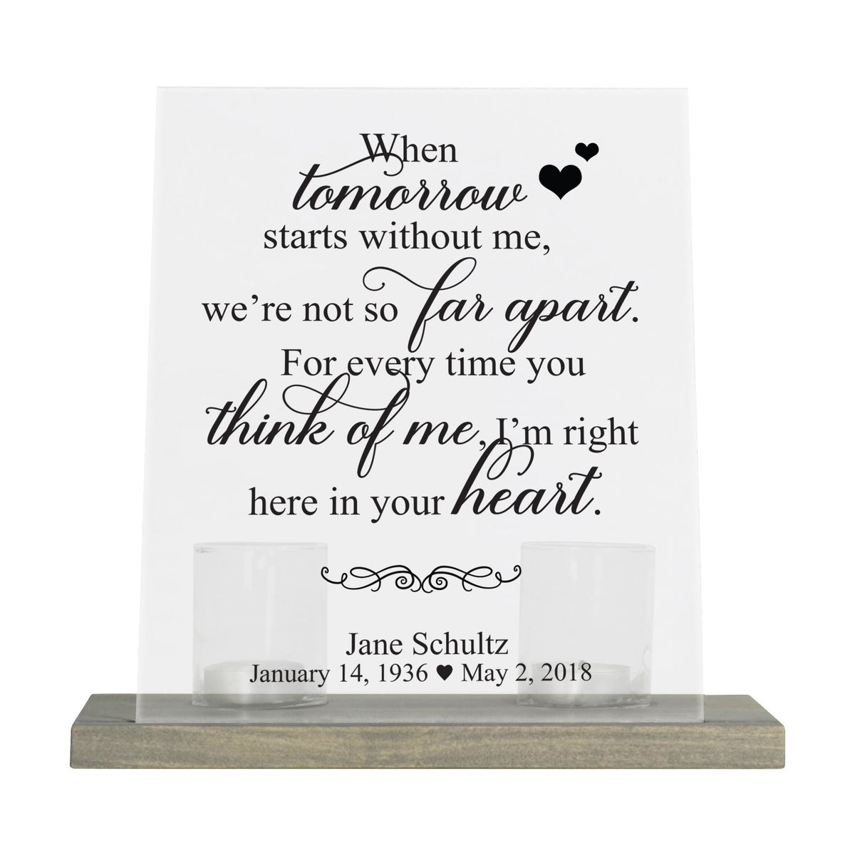 Custom Memorial 8x10 Frosted Acrylic Wall Sign with Grey Wooden Base - It Broke Our Hearts - LifeSong Milestones