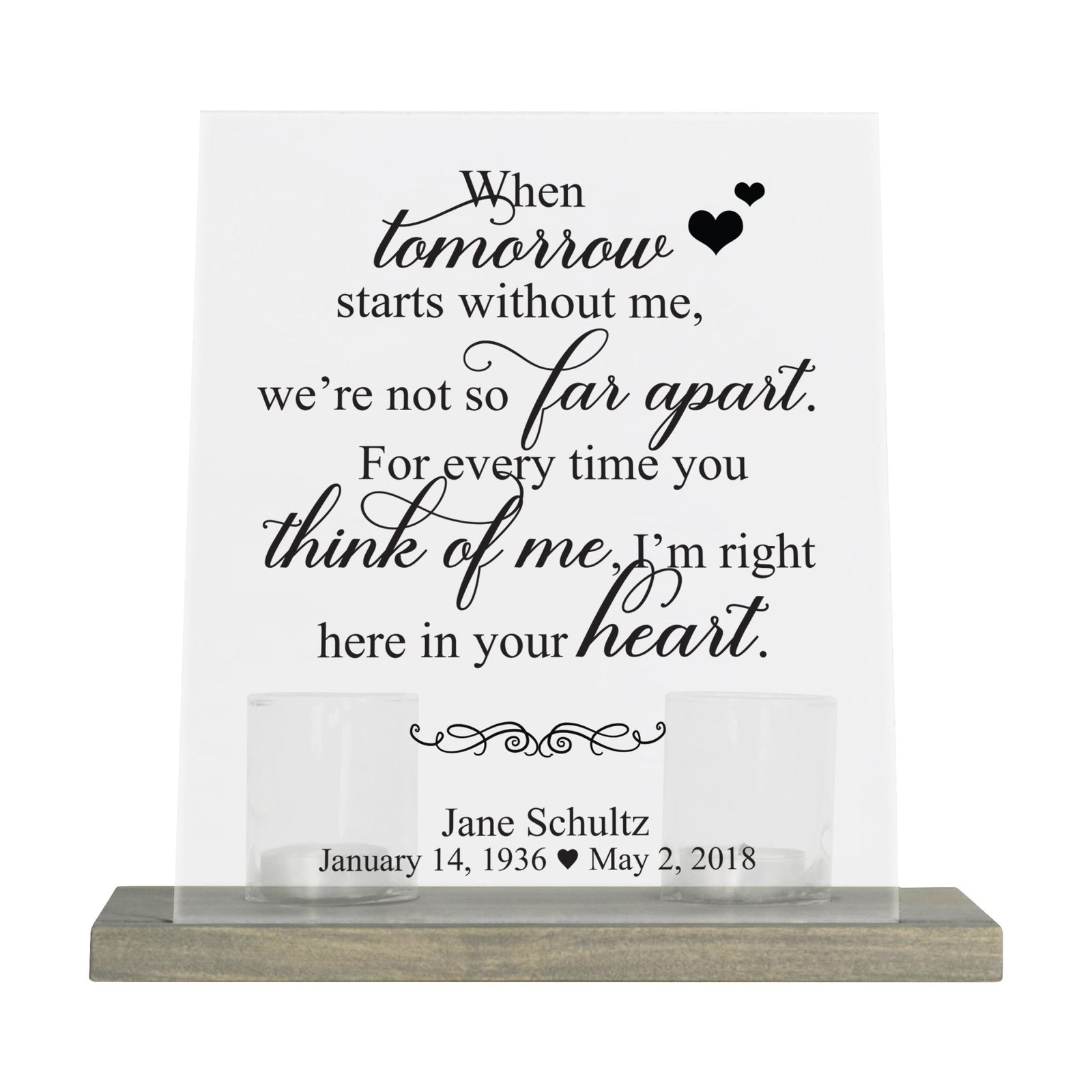 Custom Memorial 8x10 Frosted Acrylic Wall Sign with Grey Wooden Base - It Broke Our Hearts - LifeSong Milestones