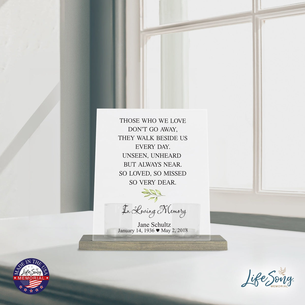 Custom Memorial 8x10 Frosted Acrylic Wall Sign with Grey Wooden Base - It Broke Our Hearts - LifeSong Milestones