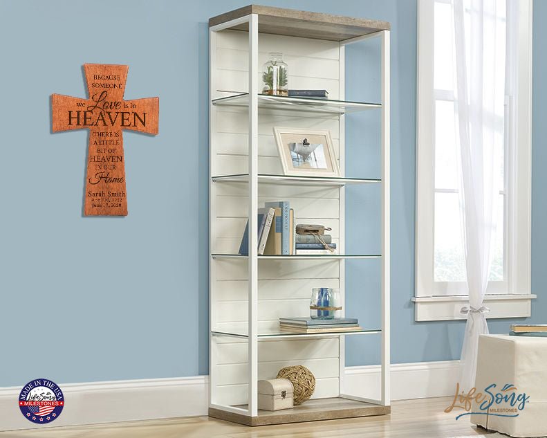 Custom Memorial Anniversary Wall Cross 12” x 17” x 0.5” - Because someone we love - LifeSong Milestones