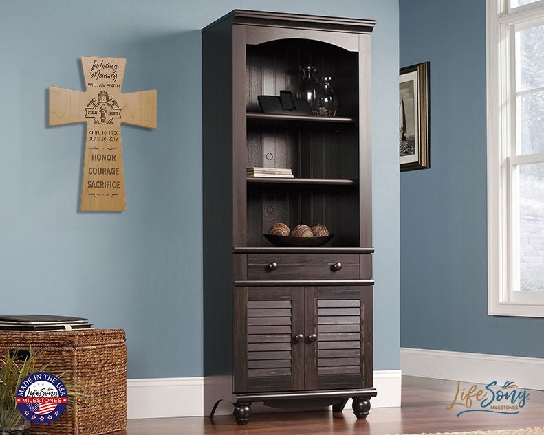 Custom Memorial Anniversary Wall Cross 12” x 17” x 0.5” - Honor Courage Sacrifice - LifeSong Milestones