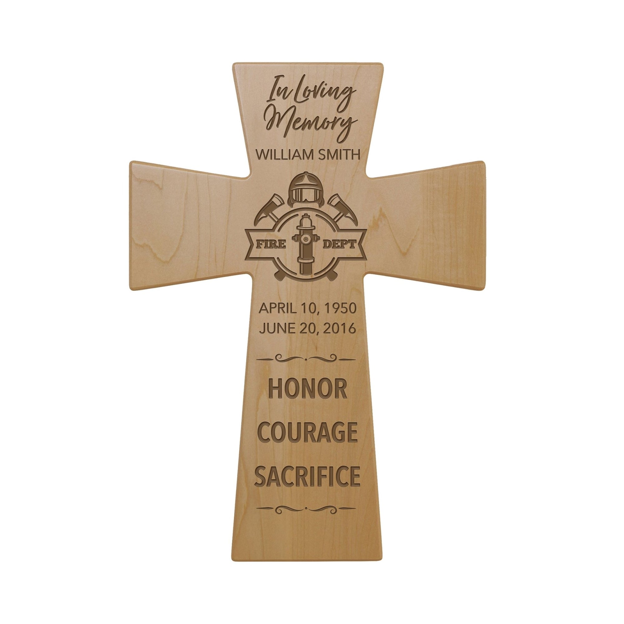 Custom Memorial Anniversary Wall Cross 12” x 17” x 0.5” - Honor Courage Sacrifice - LifeSong Milestones