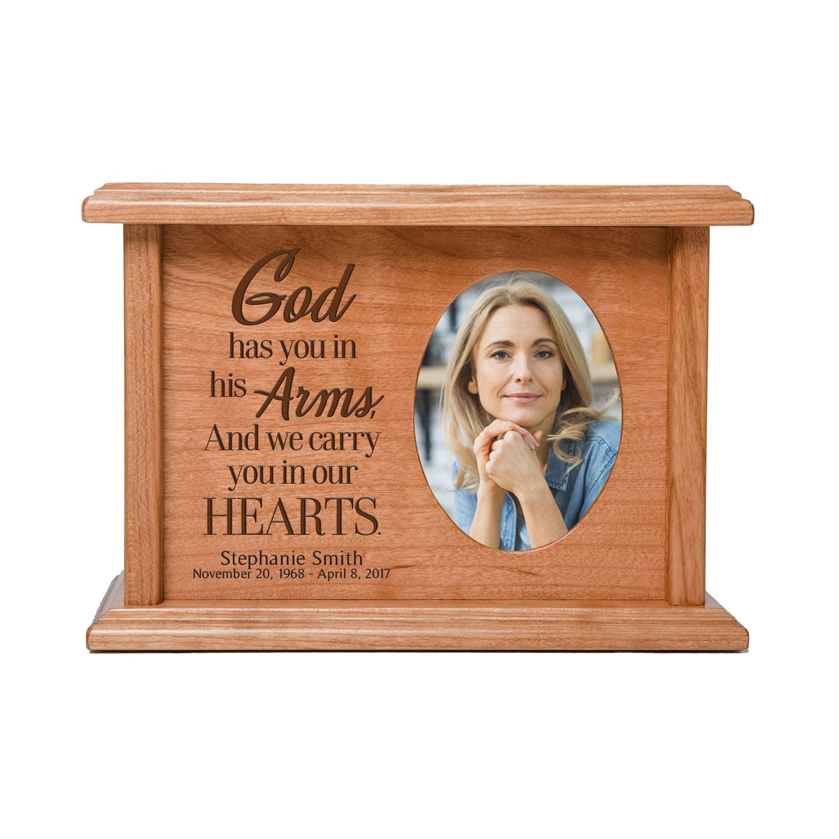 Memorial Keepsake Urn Box with Custom Photo and Engraving