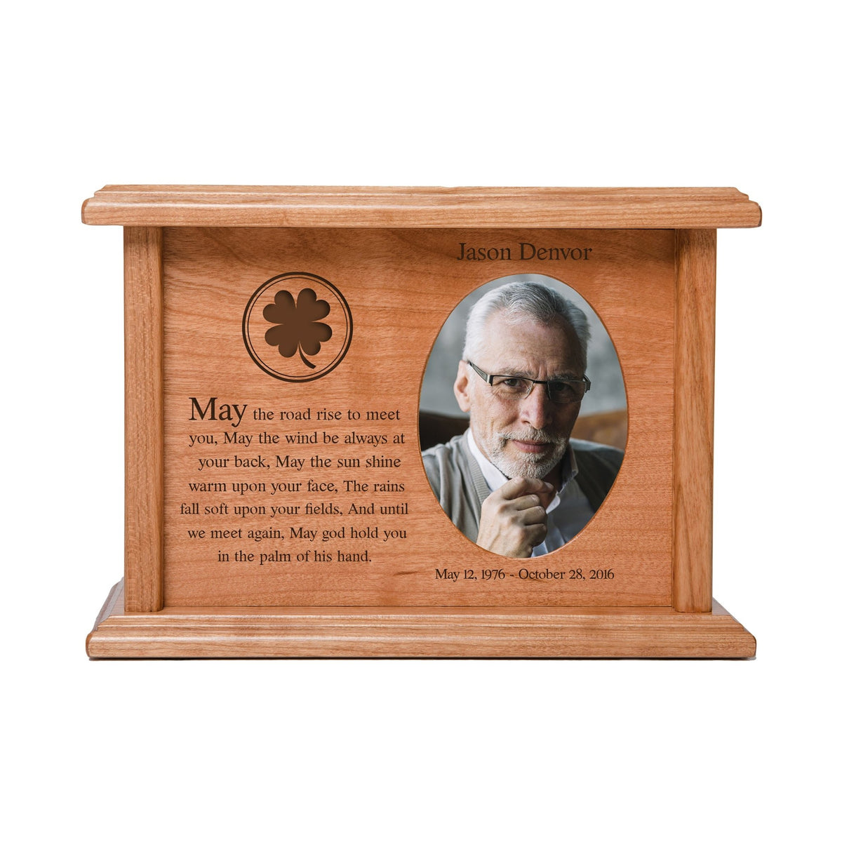 Handcrafted Engraved Wooden Keepsake Urn Box for Honoring Loved Ones