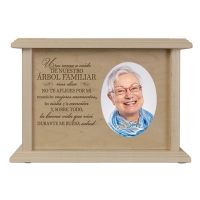 Personalized Spanish Memorial Keepsake Urn Box with Photo Frame