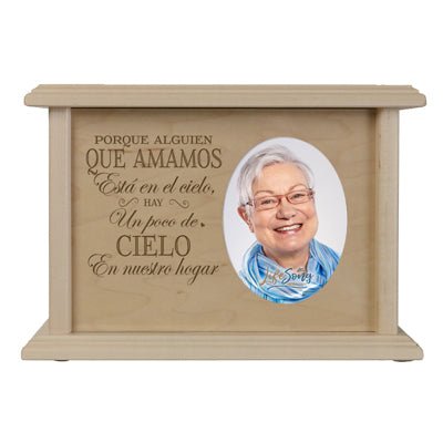 Spanish Wooden Custom Photograph Cremation Urn for Adults