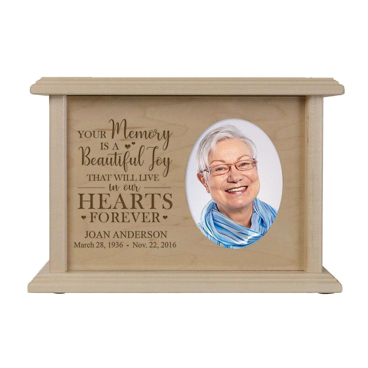 Custom Funeral Keepsake Urn for Adults Ashes with Picture Frame