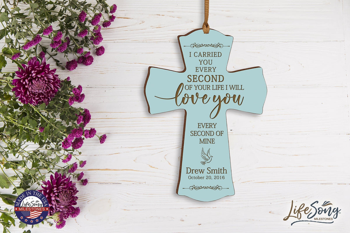 Custom Memorial Engraved Wooden Cross 4x6 I Carried You Dove - LifeSong Milestones