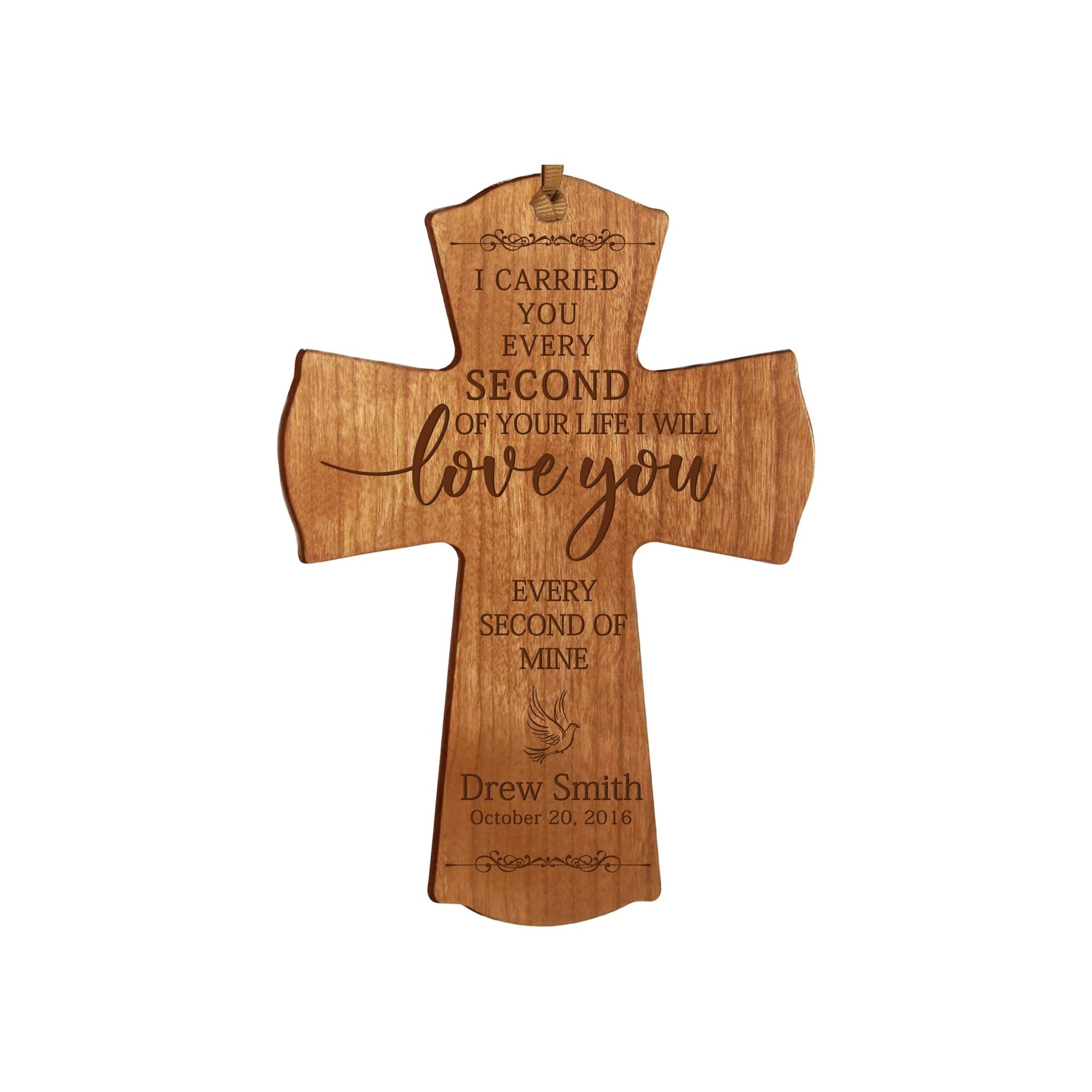 Custom Memorial Engraved Wooden Cross 4x6 I Carried You Dove - LifeSong Milestones