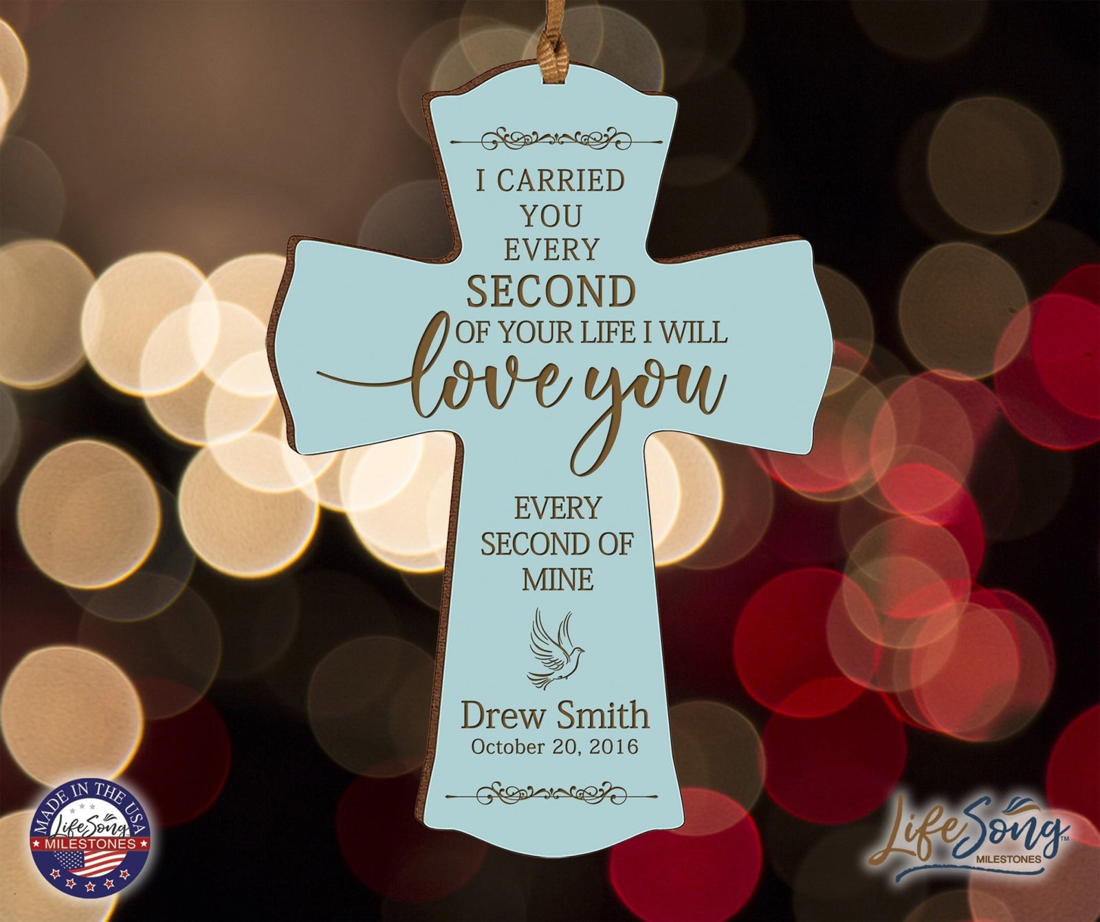 Custom Memorial Engraved Wooden Cross 4x6 I Carried You Dove - LifeSong Milestones