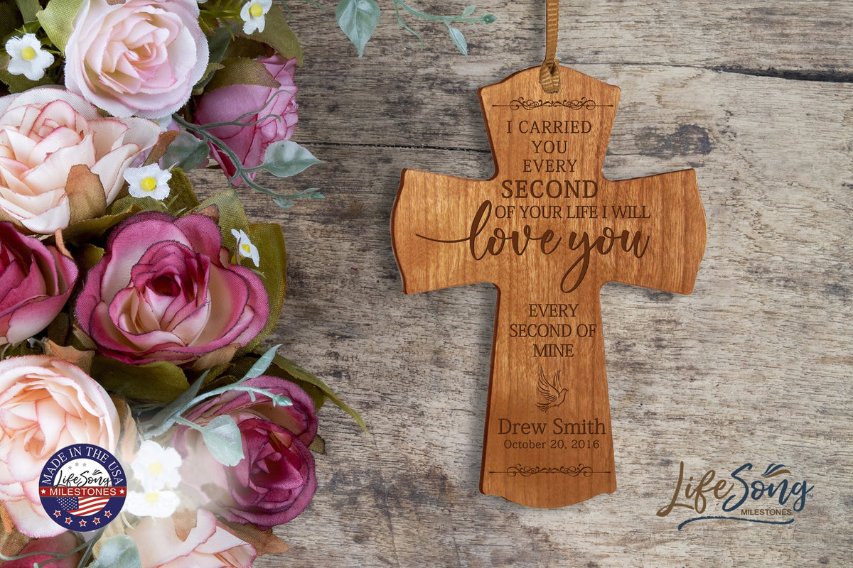 Custom Memorial Engraved Wooden Cross 4x6 I Carried You Dove - LifeSong Milestones
