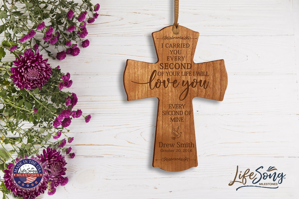 Custom Memorial Engraved Wooden Cross 4x6 I Carried You Dove - LifeSong Milestones