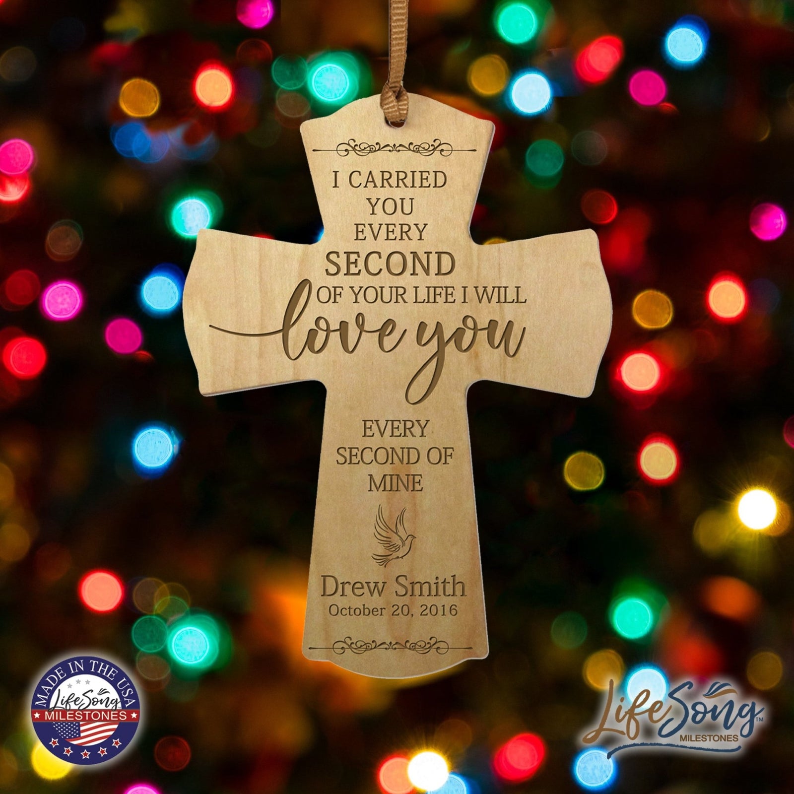 Custom Memorial Engraved Wooden Cross 4x6 I Carried You Dove - LifeSong Milestones