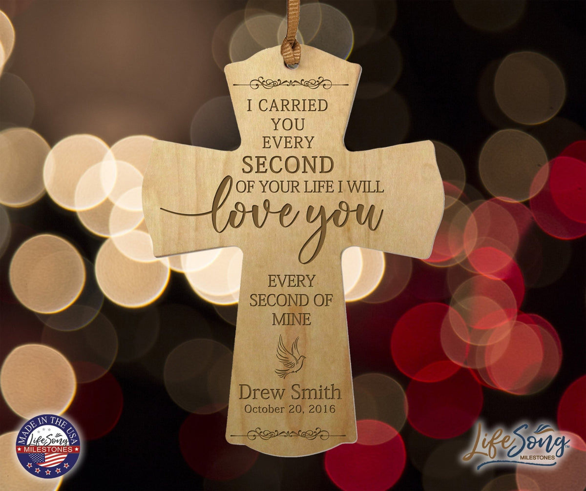 Custom Memorial Engraved Wooden Cross 4x6 I Carried You Dove - LifeSong Milestones