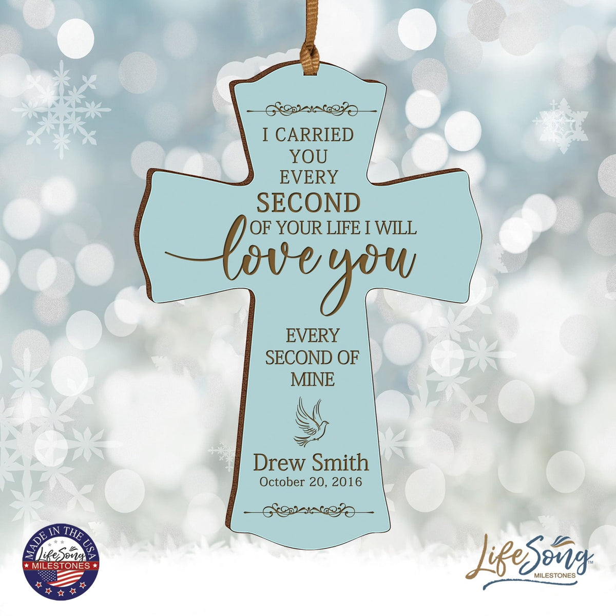 Custom Memorial Engraved Wooden Cross 4x6 I Carried You Dove - LifeSong Milestones