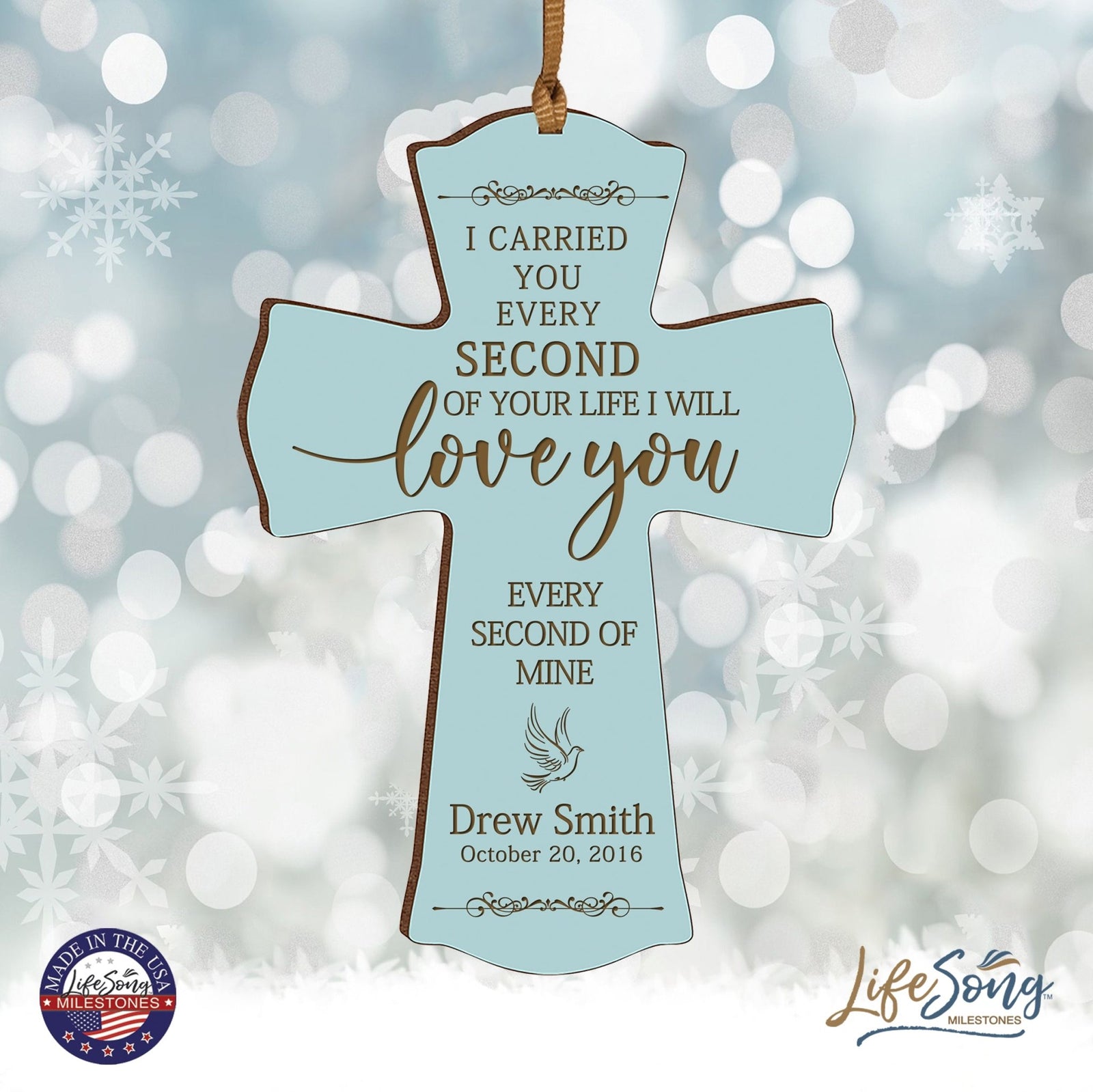 Custom Memorial Engraved Wooden Cross 4x6 I Carried You Dove - LifeSong Milestones