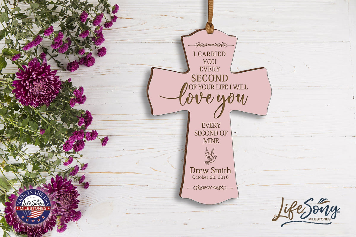 Custom Memorial Engraved Wooden Cross 4x6 I Carried You Dove - LifeSong Milestones