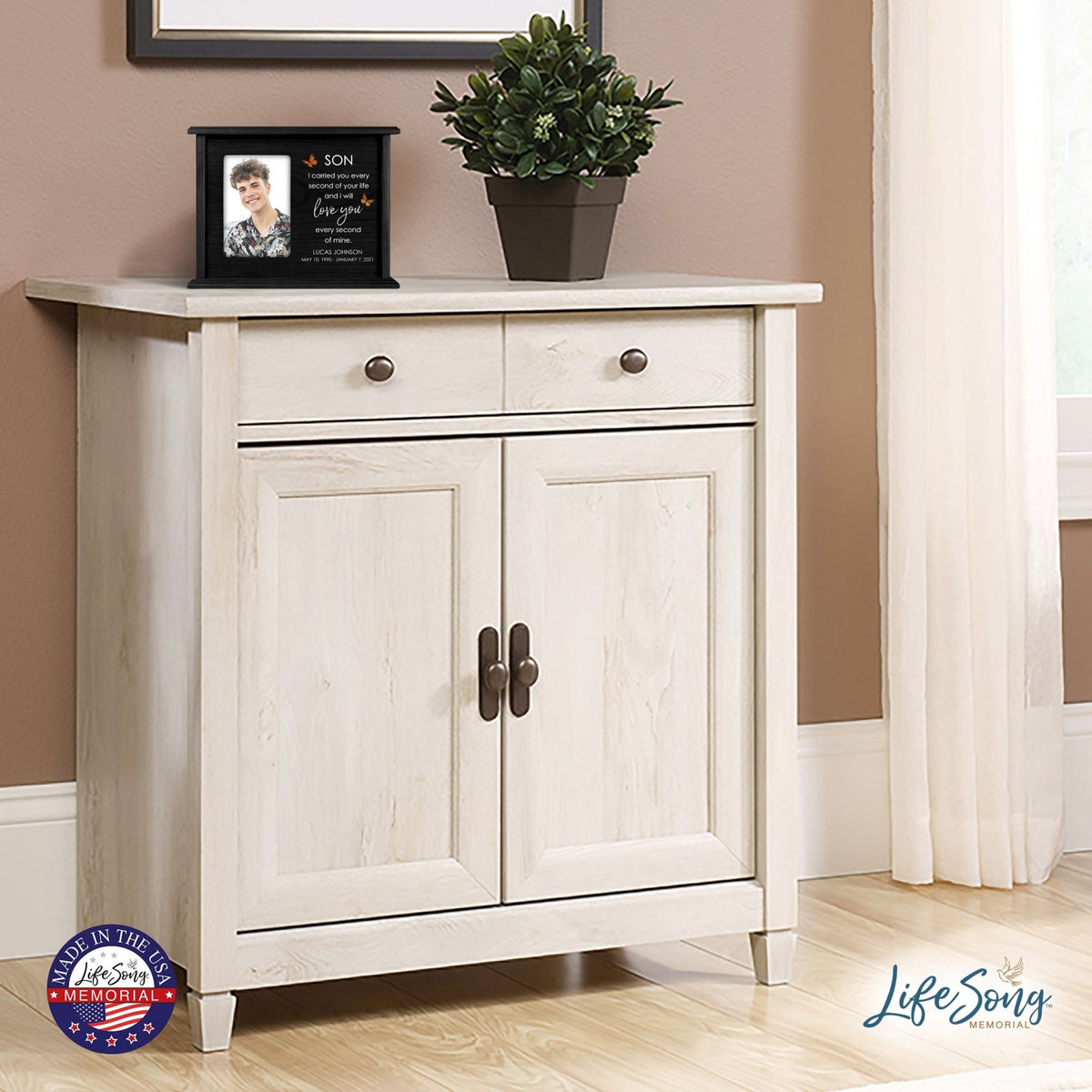 Personalized Engraved Photo Cremation Urn Box Memorial Gift