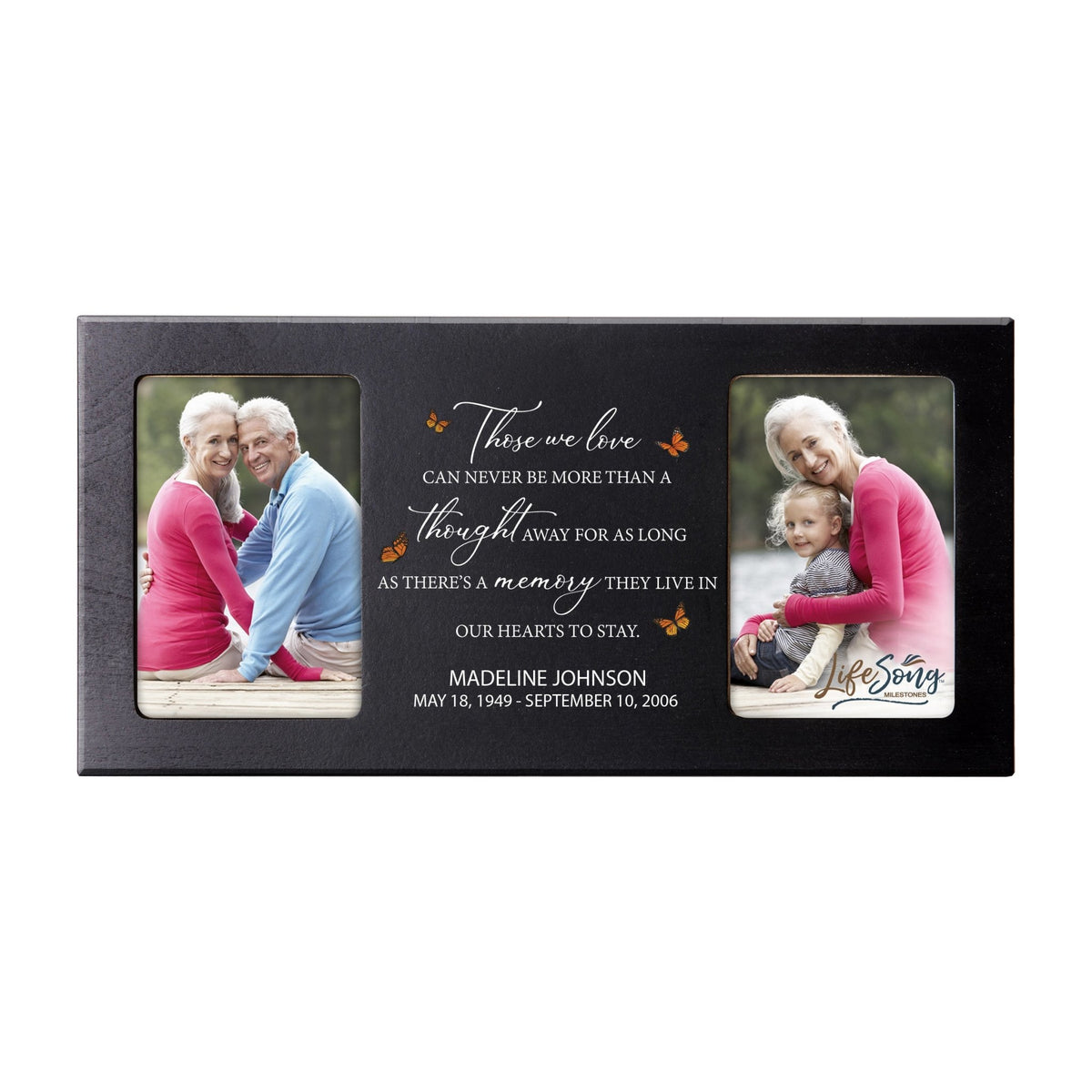 Custom Memorial Picture Frame 16x8in Holds Two 4x6in Photos - A Memory They Live In - LifeSong Milestones