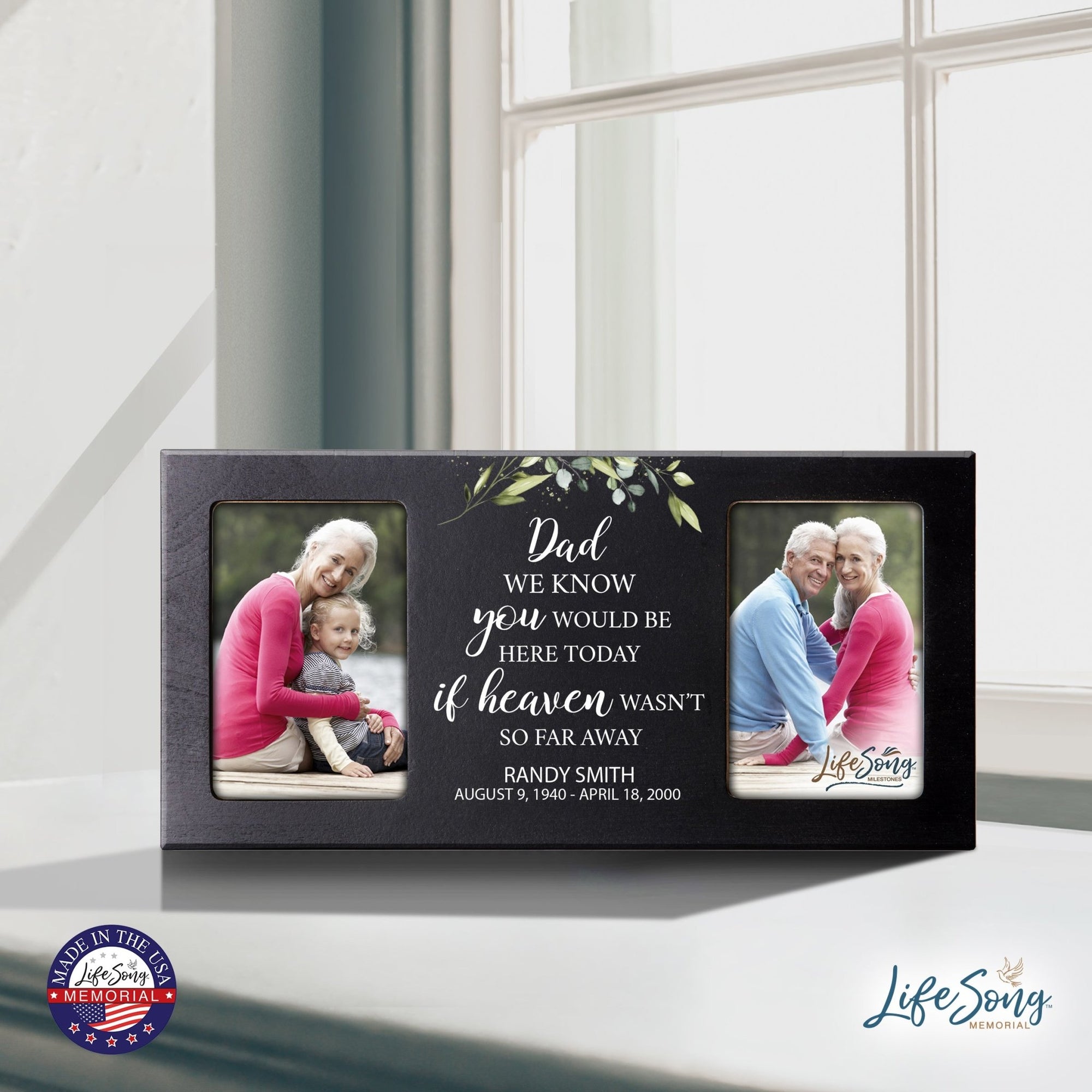 Custom Memorial Picture Frame 16x8in Holds Two 4x6in Photos - Dad, We Know You Would - LifeSong Milestones