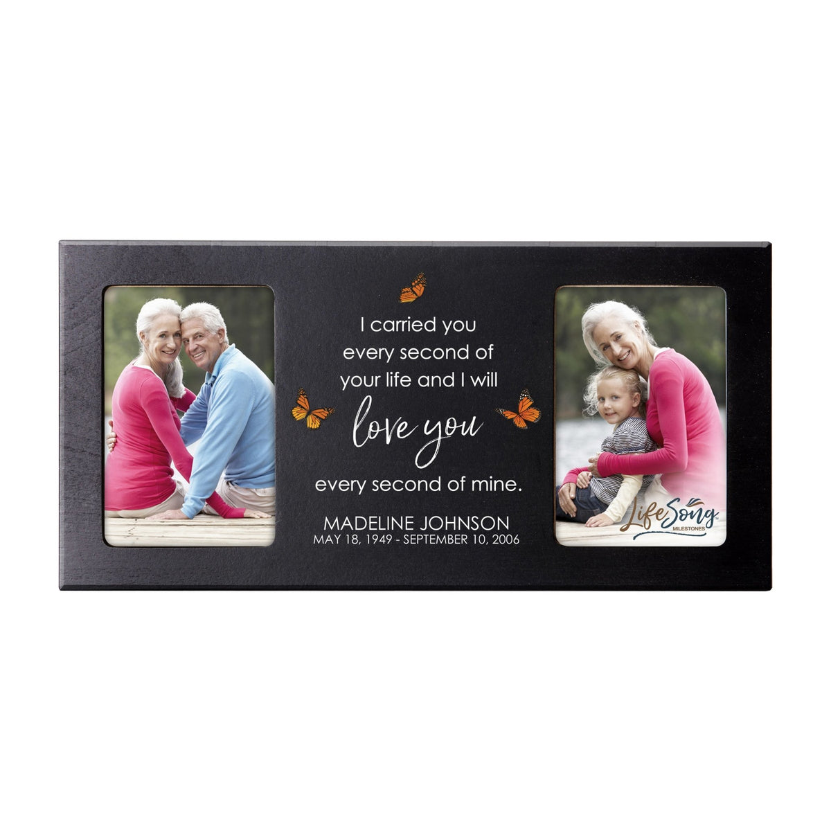 Custom Memorial Picture Frame 16x8in Holds Two 4x6in Photos - I Carried You Every - LifeSong Milestones