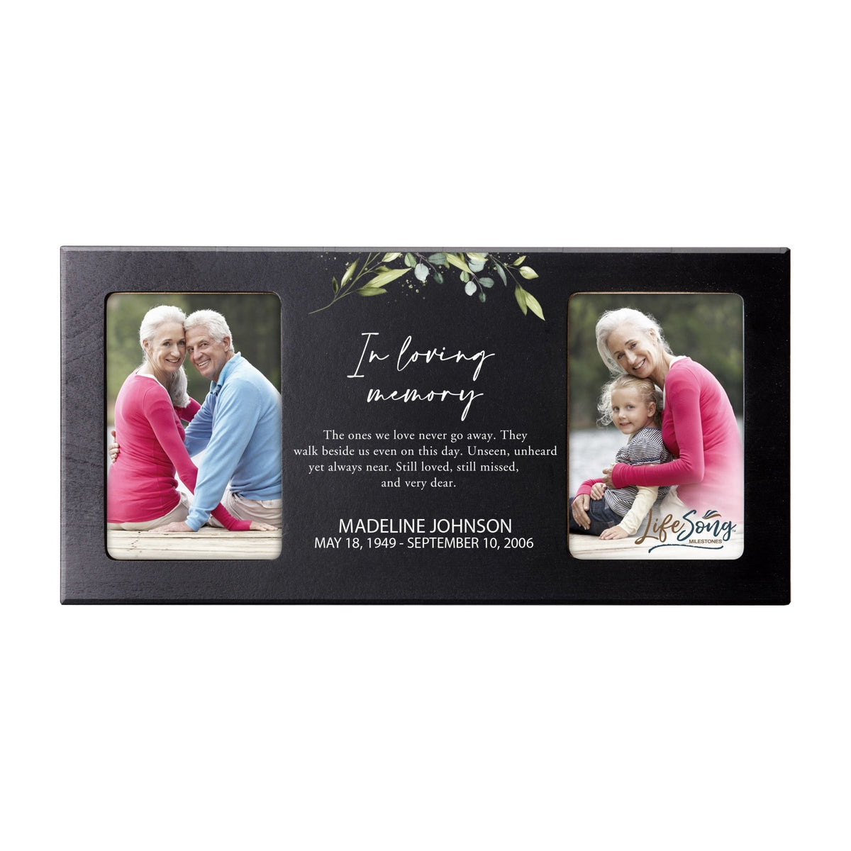 Custom Memorial Picture Frame 16x8in Holds Two 4x6in Photos - In Loving Memory The Ones - LifeSong Milestones