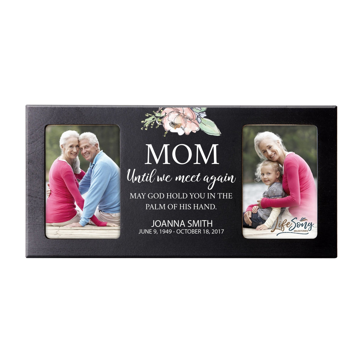 Custom Memorial Picture Frame 16x8in Holds Two 4x6in Photos - Mom, Until We Meet Again - LifeSong Milestones