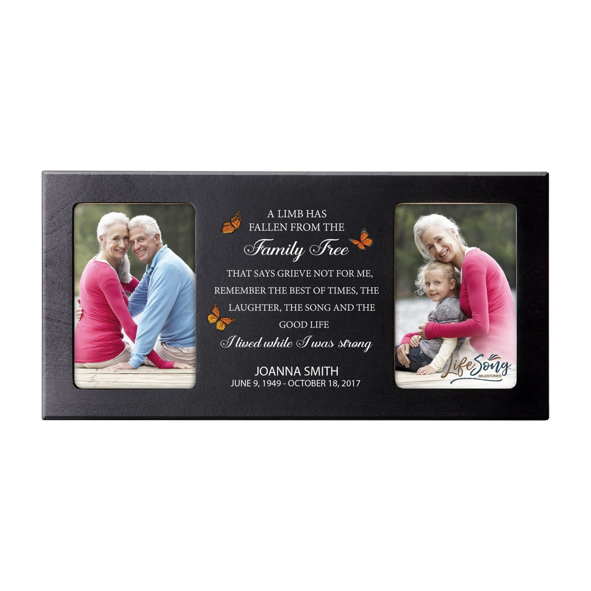 Custom Memorial Picture Frame 16x8in Holds Two 4x6in Photos - Remember The Best Of Times - LifeSong Milestones