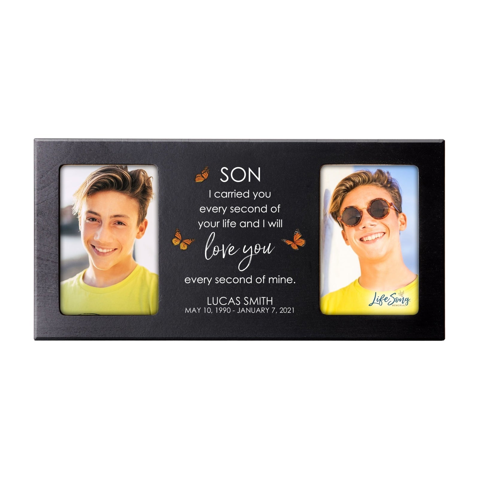 Custom Memorial Picture Frame 16x8in Holds Two 4x6in Photos - Son, I carried You - LifeSong Milestones