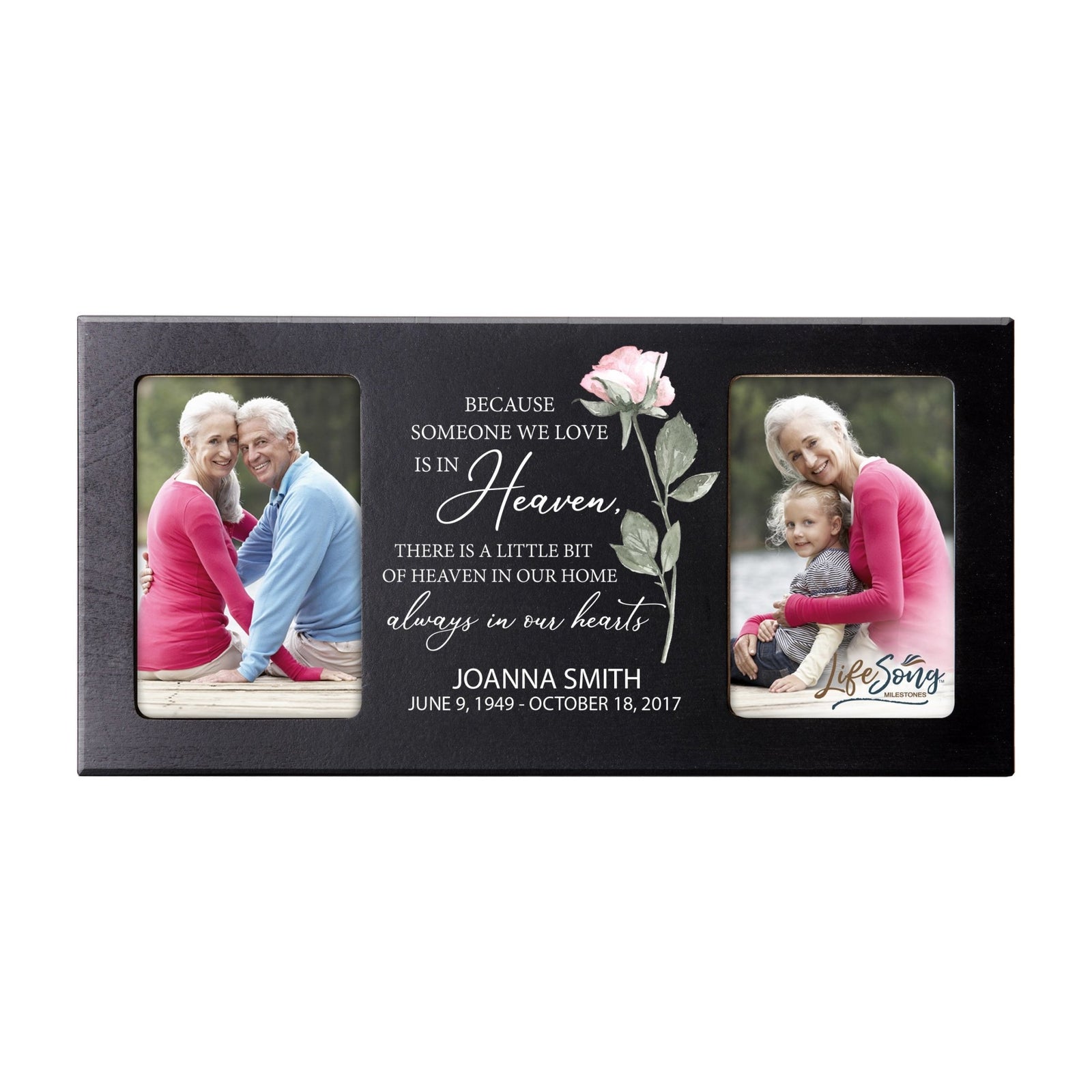 Custom Memorial Picture Frame 16x8in Holds Two 4x6in Photos - There Is A Little Bit Of Heaven - LifeSong Milestones