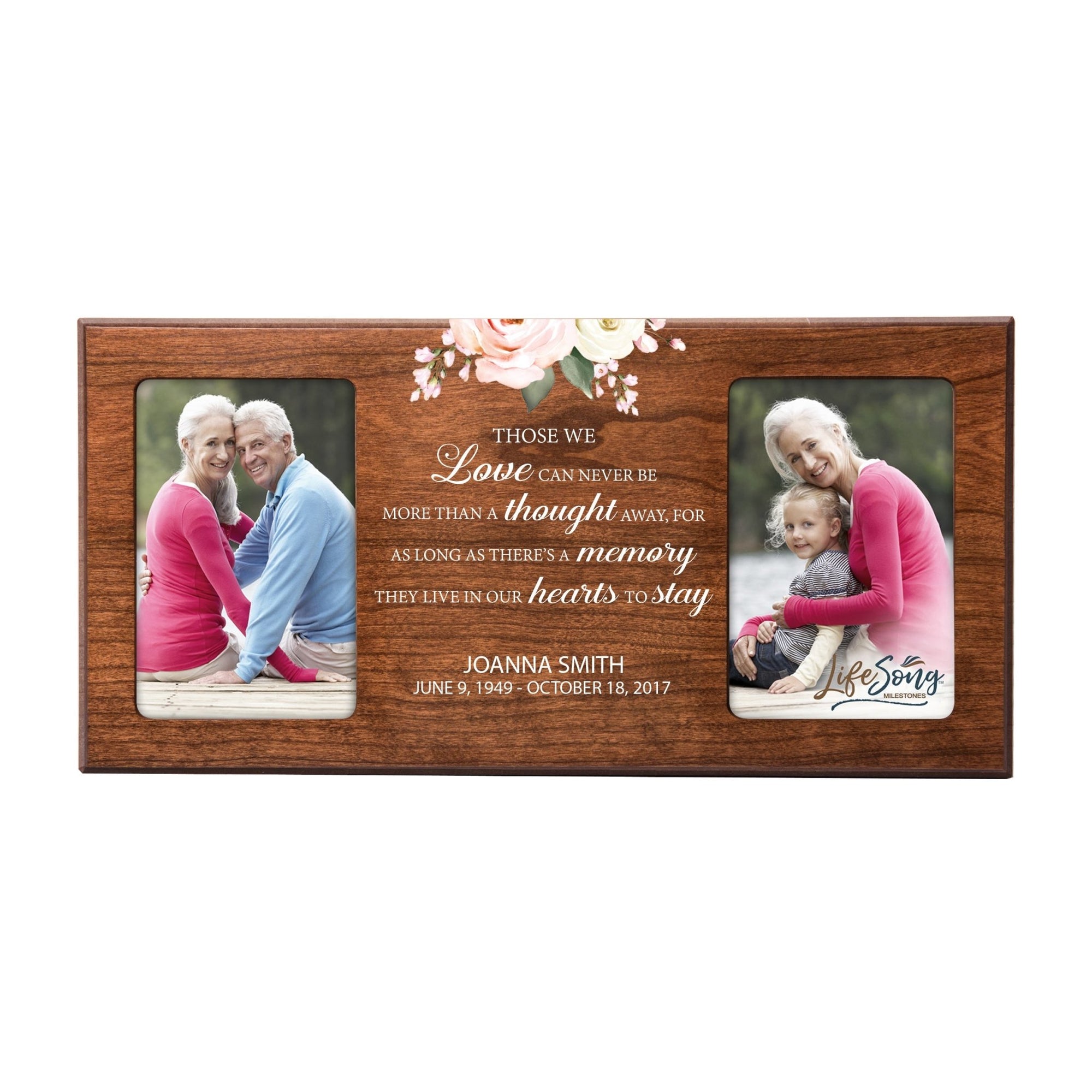 Custom Memorial Picture Frame 16x8in Holds Two 4x6in Photos - Those We Love Can Never - LifeSong Milestones