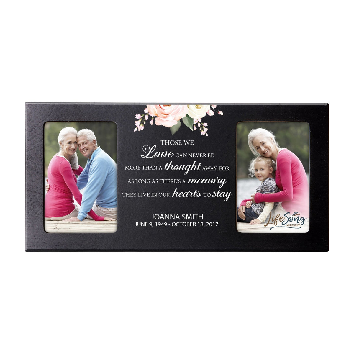 Custom Memorial Picture Frame 16x8in Holds Two 4x6in Photos - Those We Love Can Never - LifeSong Milestones
