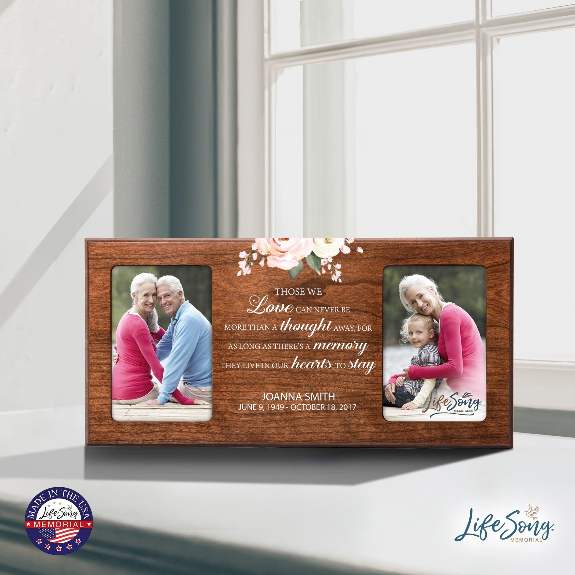 Custom Memorial Picture Frame 16x8in Holds Two 4x6in Photos - Those We Love Can Never - LifeSong Milestones