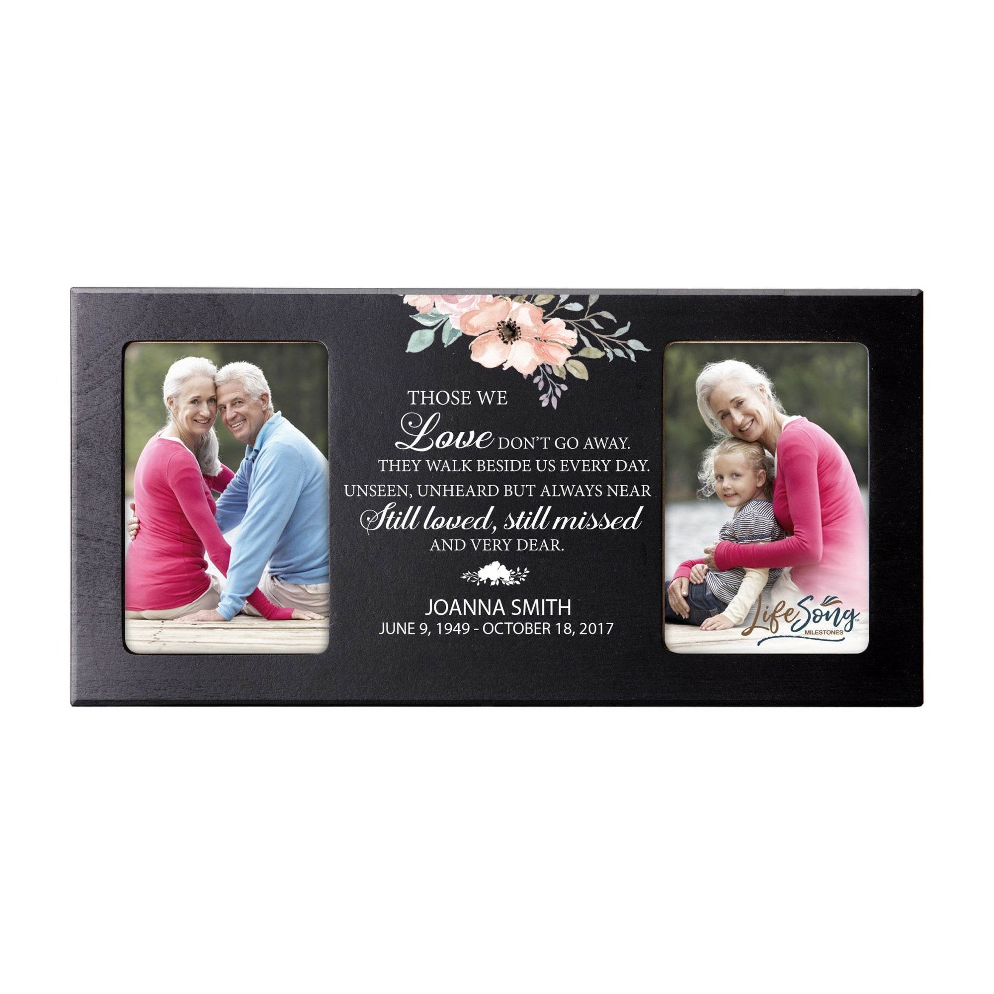 Custom Memorial Picture Frame 16x8in Holds Two 4x6in Photos - Those We Love Don’t Go - LifeSong Milestones