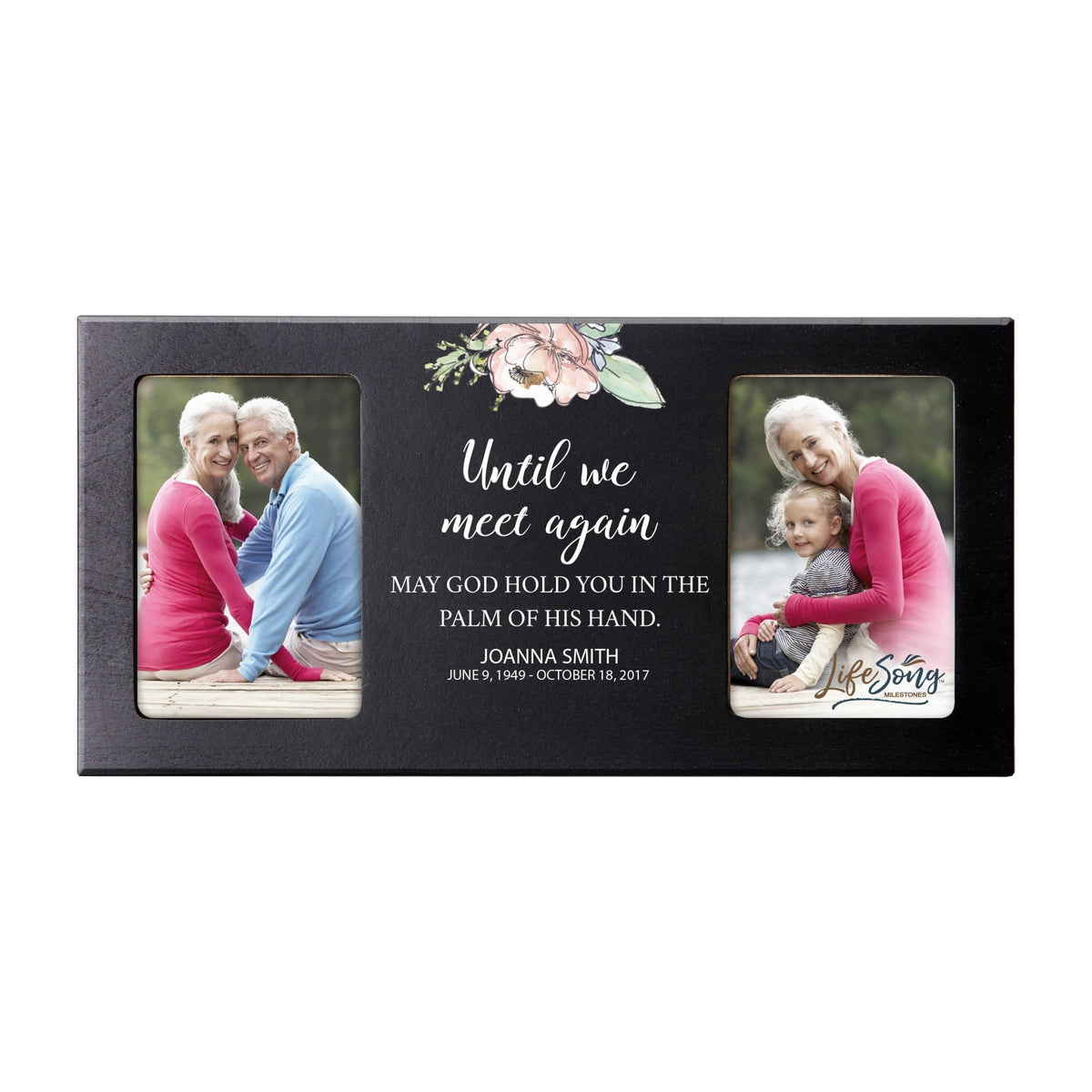Custom Memorial Picture Frame 16x8in Holds Two 4x6in Photos - Until We Meet Again - LifeSong Milestones