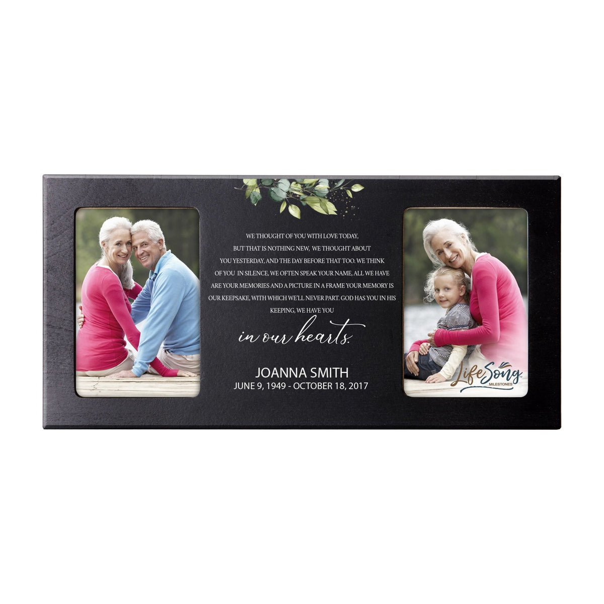 Custom Memorial Picture Frame 16x8in Holds Two 4x6in Photos - We Thought Of You - LifeSong Milestones