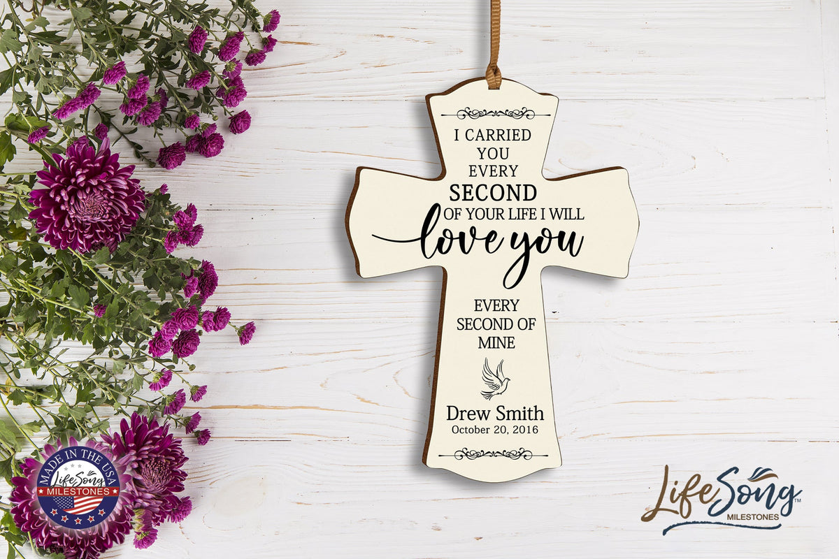Custom Memorial Printed Wooden Cross 4x6 I Carried You Dove - LifeSong Milestones