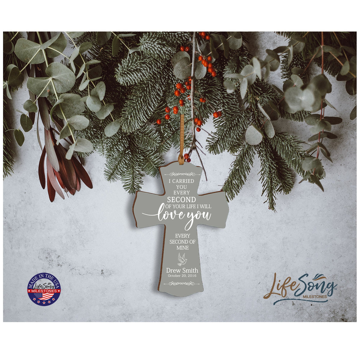 Custom Memorial Printed Wooden Cross 4x6 I Carried You Dove - LifeSong Milestones