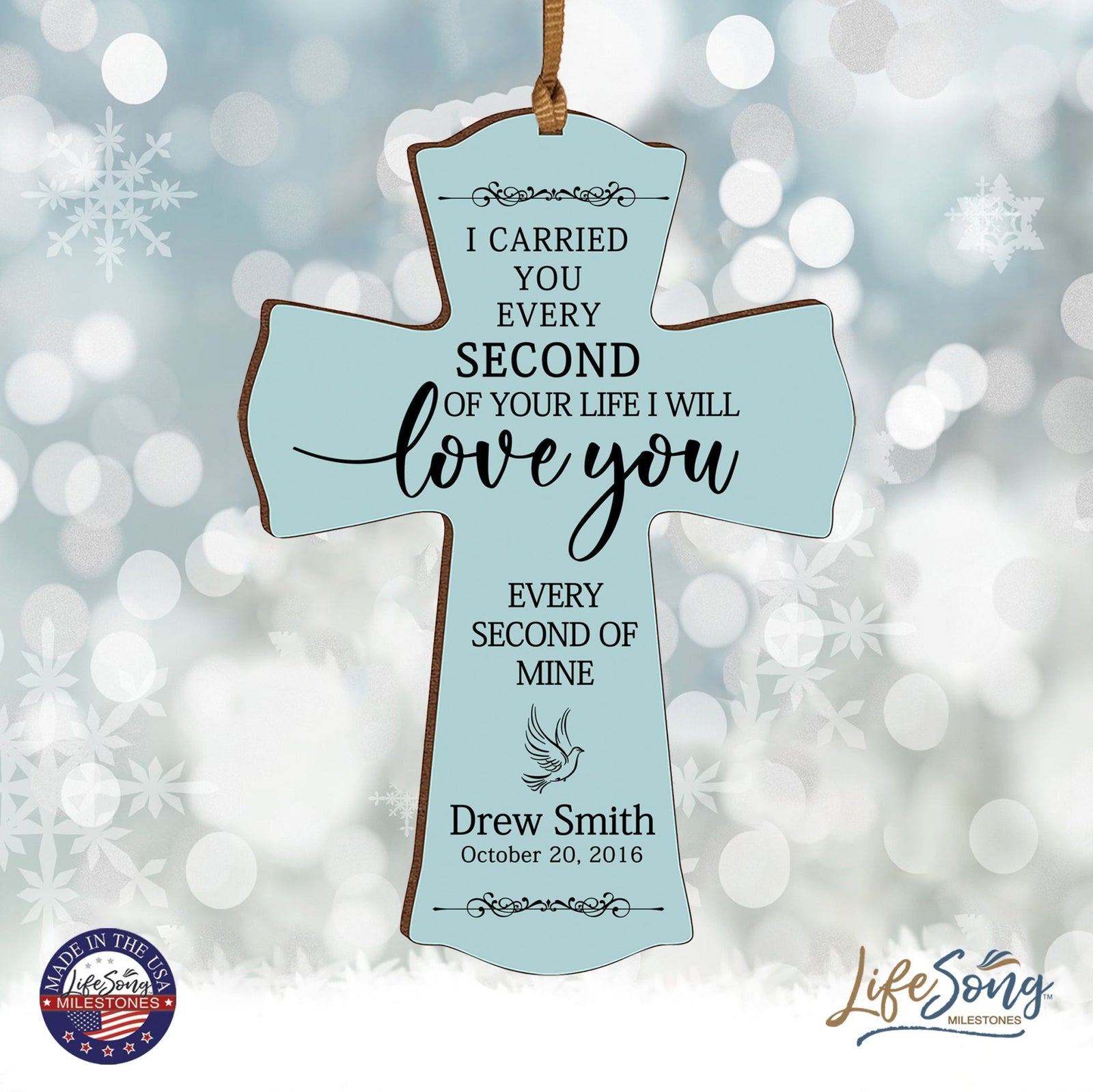 Custom Memorial Printed Wooden Cross 4x6 I Carried You Dove - LifeSong Milestones