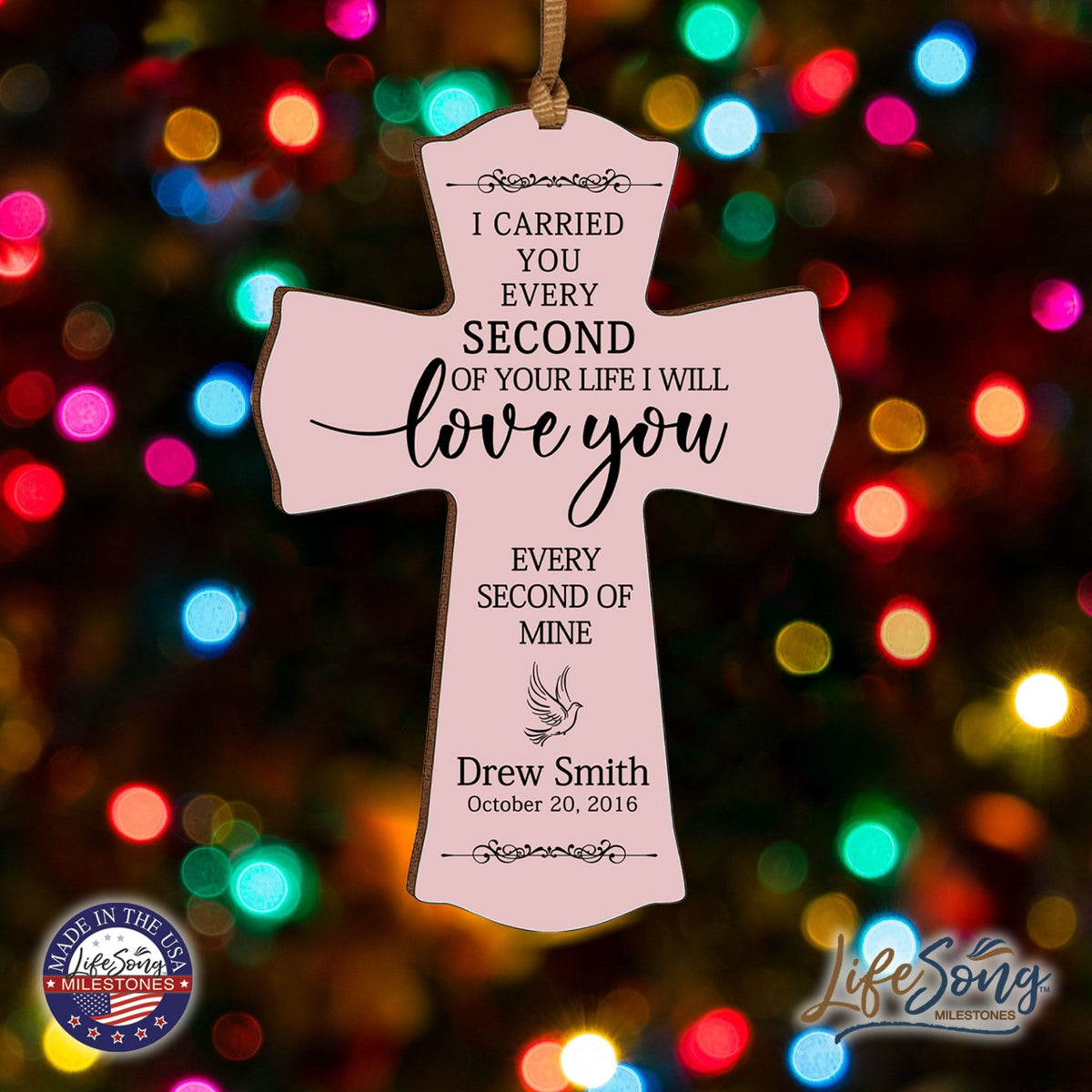 Custom Memorial Printed Wooden Cross 4x6 I Carried You Dove - LifeSong Milestones