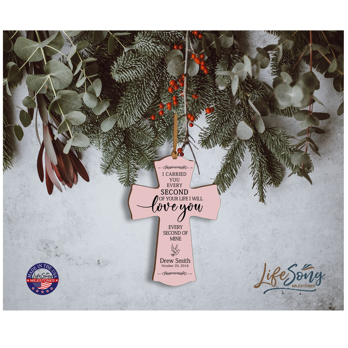 Custom Memorial Printed Wooden Cross 4x6 I Carried You Dove - LifeSong Milestones