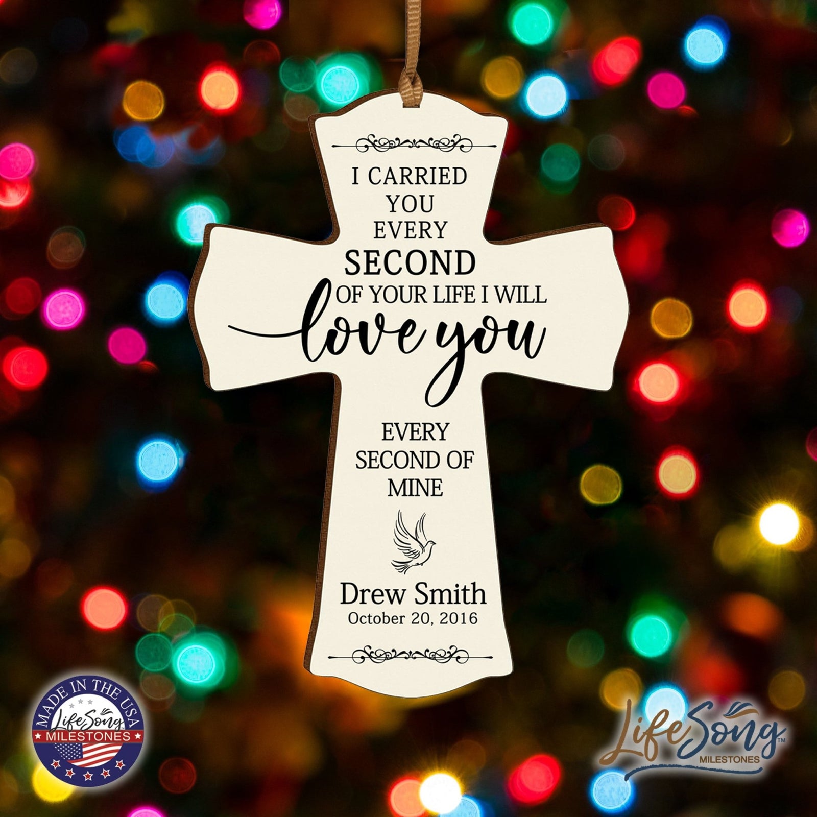 Custom Memorial Printed Wooden Cross 4x6 I Carried You Dove - LifeSong Milestones