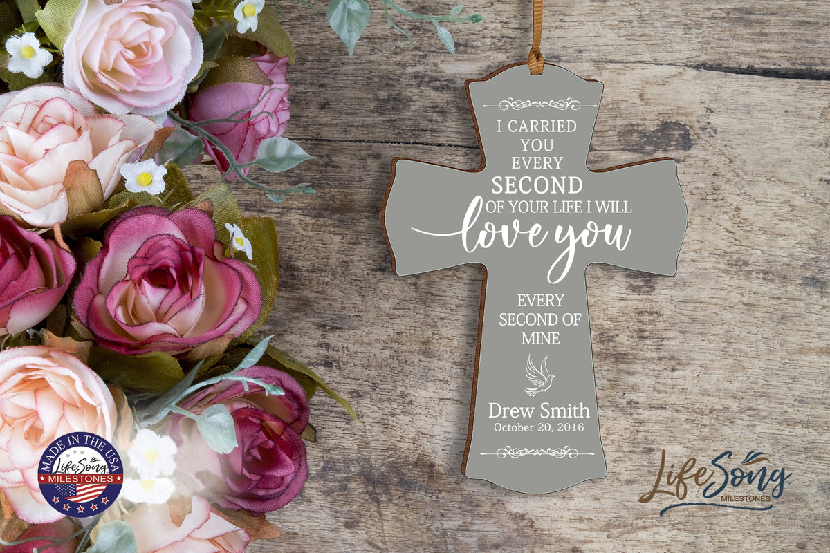 Custom Memorial Printed Wooden Cross 4x6 I Carried You Dove - LifeSong Milestones