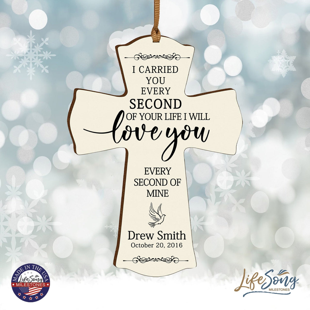 Custom Memorial Printed Wooden Cross 4x6 I Carried You Dove - LifeSong Milestones